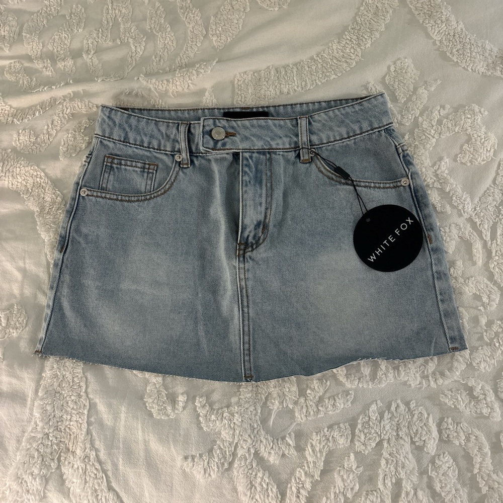 White Fox Denim Mini Skirt